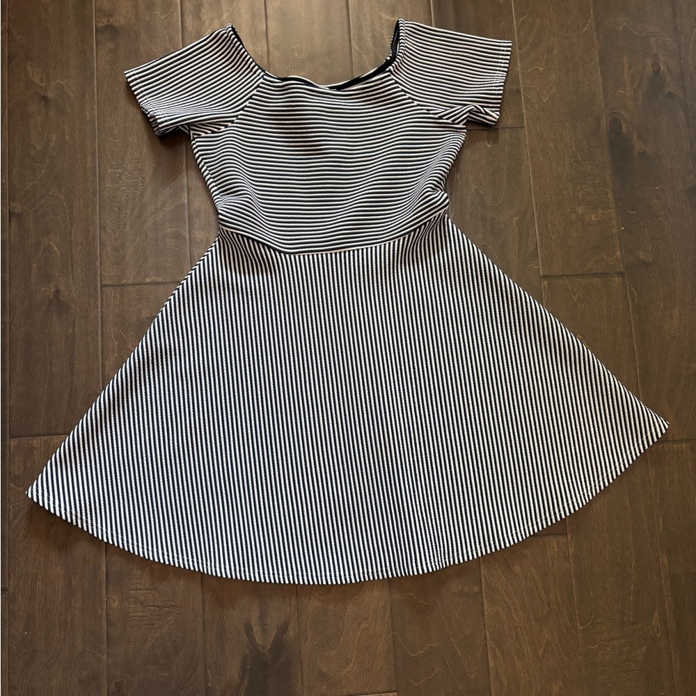 NWT Love Riche Navy Blue and White Striped Mini Dress